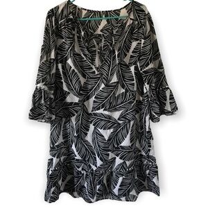 3/$15 Black and white tropical print swim cover up dress  (D2)